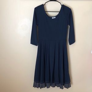EUC Matilda Jane Navy Dress with Grey Ruffles.